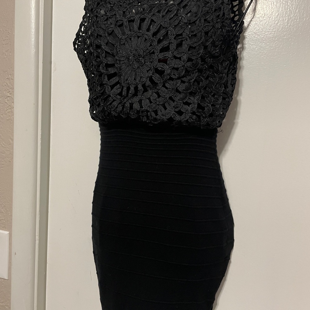 Elegant Black Crochet Dress